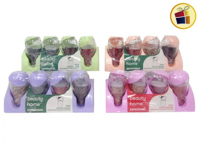 ESPECIERO ACRILICO FLOTANTE X 4 TAPA COLOR CON BASE BEAUTY (900315/901315/565295)