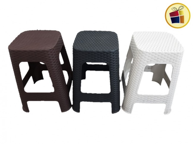 BANQUETA PLASTICA CUADRADA  SIMIL RATTAN POO (400/621031)