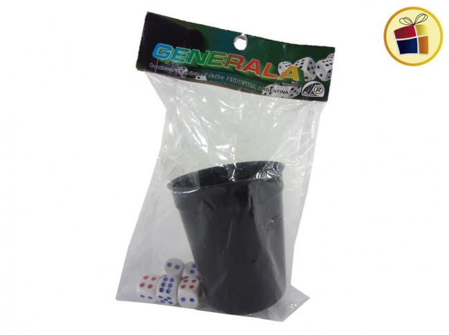 JUEGO GENERALA  VASO + 5 DADOS BOLSA EL PROGRESO  (RKJ008/281179)