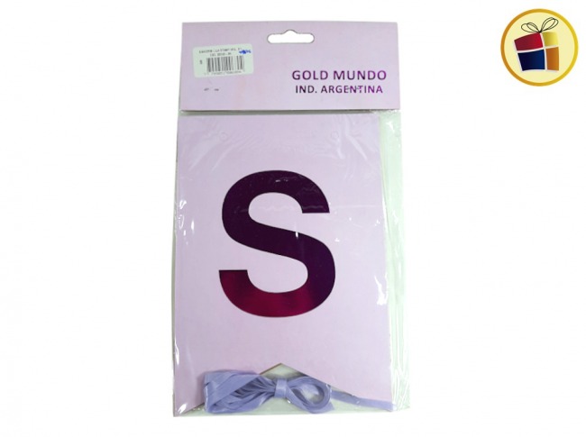 (P.ST.C1.C2.F.B.RCIA.VA.)BANDERIN FELIZ CUMPLE LILA ESTAMPADO VIOLETA X1 (03348-86/06804) GOLD MUNDO 