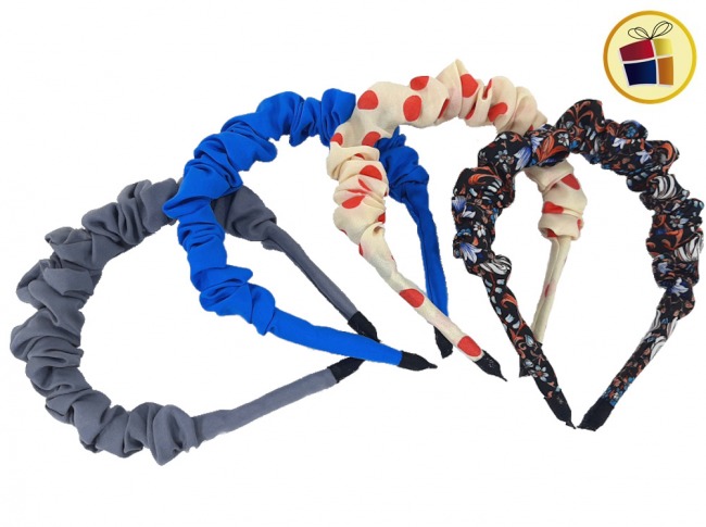 VINCHA FORRADA FRUNCIDA TELA LISA Y ESTAMPADA (02416)