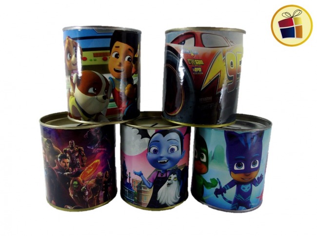 ALCANCIA DE LATA MEDIANA PERSONAJES 10.5X12CM DELGUERCIO (874669) 