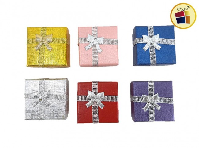 CAJA P/REGALO CUADRADA CHICA LISA C/MOÑO (CV) (17034)