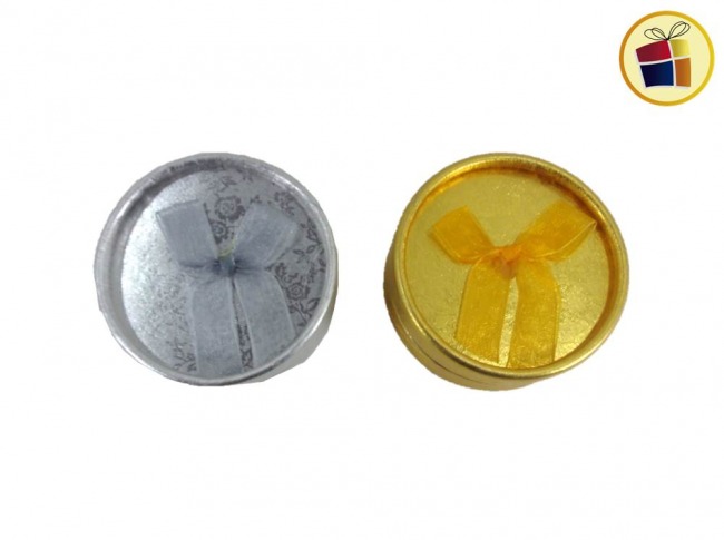 CAJA REGALO REDONDA MEDIANA SATINADA CON MOÑO (CV) (17089)